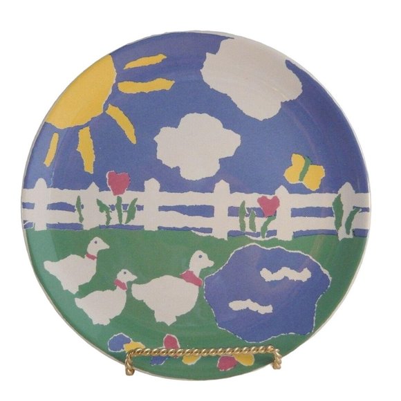Libby Wilkie Designed Porta Hippity Hop Salad Plate Easter Ducks Fence Portugal - Picture 6 of 6